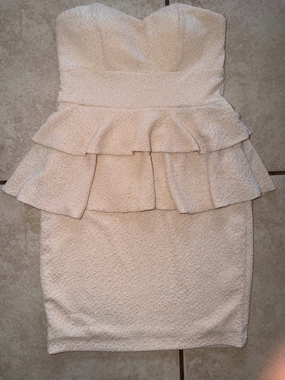 Emerald Sundae Strapless Peplum Dress in Ivory